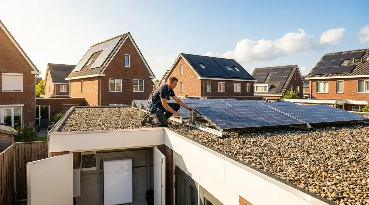 Zonnepanelen op plat dak: hellingshoek, opstelling en kosten